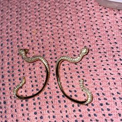 BV White Diamond Snake Earrings 