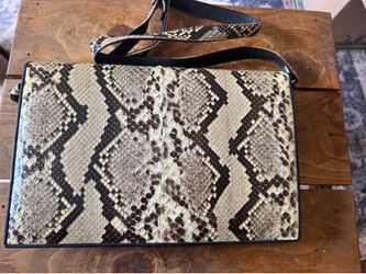 Vintage Genuine Python Snakeskin Leather Crossbody Shoulder Bag 13x9