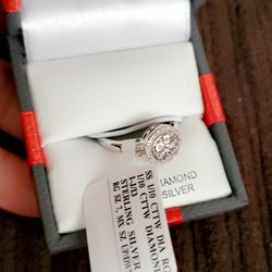 Sterling Silver GENUINE DIAMOND RING