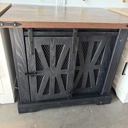 27.5" Small Dog Crate Furniture, Chew Resistant Dog Crate for Puppy Dogs, Heavy Duty Small Dog Crate Dog Kennel Indoor with Double Doors, Wooden End T