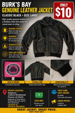 Burk’s Bay Genuine Leather Jacket – Large – Classic Black