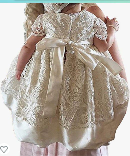 Aorme Christening Gown Dress Lace Christening Gowns for Girls Baptism Dress 0-24 Months