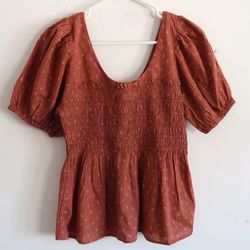 Madewell Shirred Peplum Blouse - Size 4
