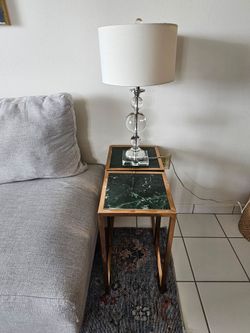 Green marble side tables