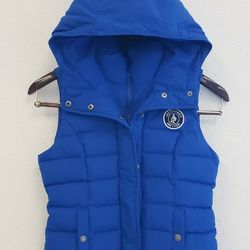 Abercrombie & Fitch Sleevele Vest Puffer Hooded Zips Snaps Kids Girl's Small EUC