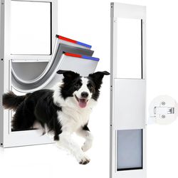 Dog Door for Sliding Glass Door,3-Layer Reinforce Door Flap,Thermal Insulation,Anti Deform,Magnetic Strip X2 Effective Weatherproof,Heavy-Duty Aluminu