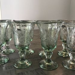 Vintage goblets set of 8 embossed vine, water glass