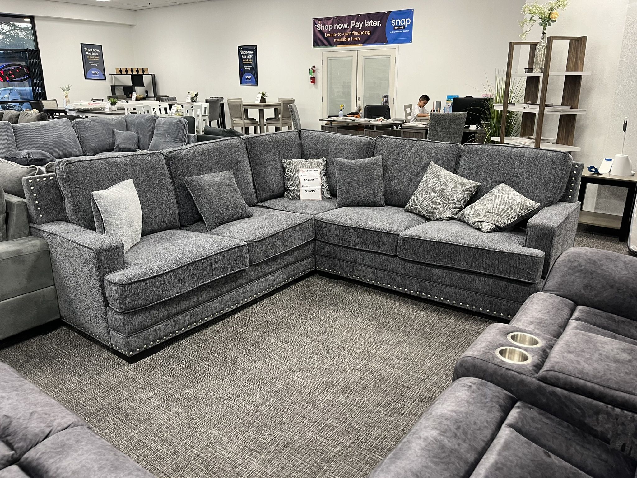 Gray Sofa Sectional Set- EZ $10 Down Payment Options Available