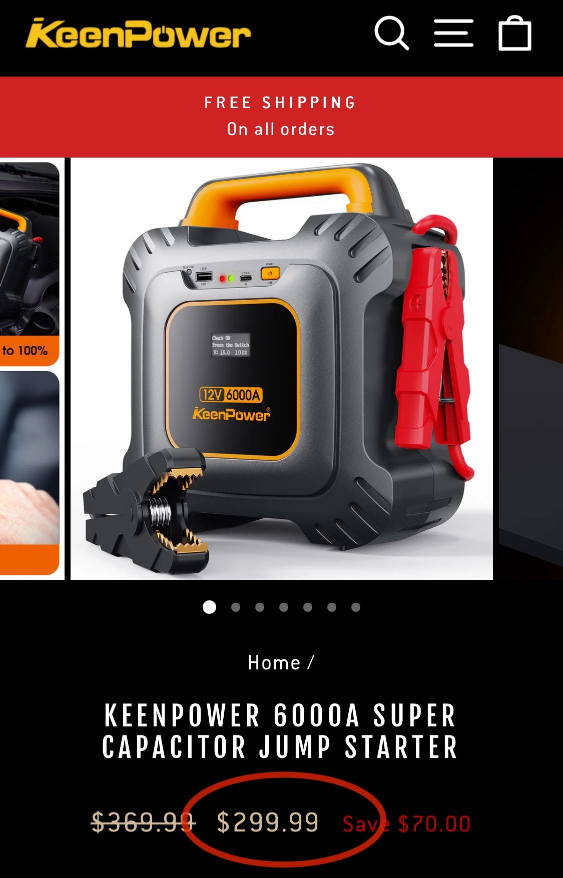 KEENPOWER 6000A SUPER CAPACITOR JUMP STARTER