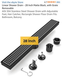 28-Inch Matte Black Linear Shower Drain
