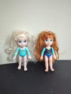 Lot of 8 mini dolls including Disney Anna and Ariel and 9 mini animals and 1 mini baby