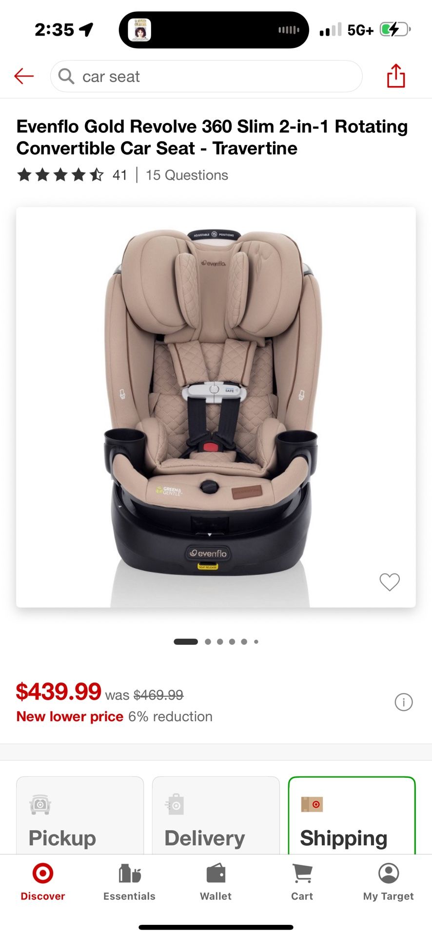 Evenflo Gold Revolve Sensorsafe 360 SLIM Car Seat 