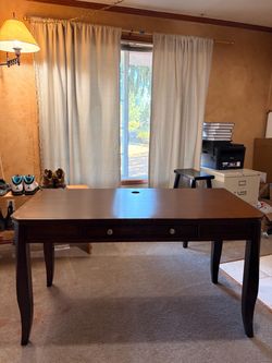 Dark Wood Desk with Drawers