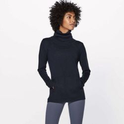 LULULEMON Black Inkwell Sweat & Savasana Merino Wool Turtleneck Sweater 