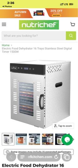 NutriChef 16-Tray Stainless Steel Food Dehydrator