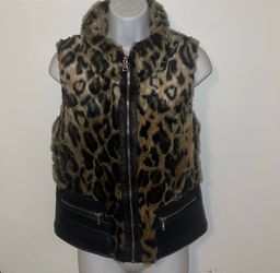 CiSono Vest faux fur/cheetah black faux leather size M