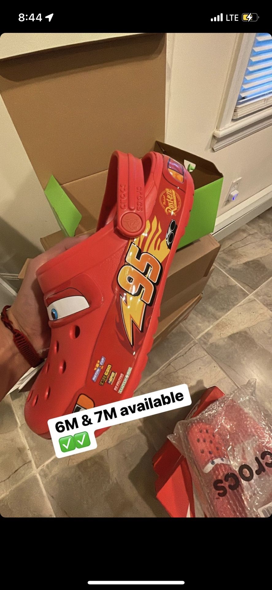 Lightning McQueen Crocs size 8W/6M