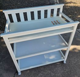 White Wood Baby Changing Table with Pad
