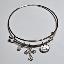 Silvertone Faith Charm Bracelet 