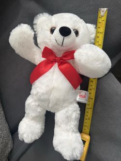 White Teddy Bear with red bow detail