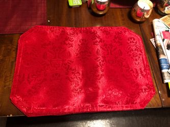 Seven red placemats table cover Great for any occasion or for Christmas or Valentine’s Day or Chinese New Year