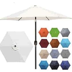Blissun 7.5 ft Patio Umbrella, Yard Umbrella Push Button Tilt Crank (Cream White