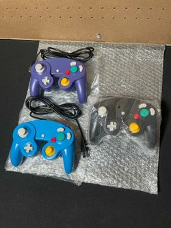 Reiso Classic NGC Wired USB Controllers for Windows PC MAC x 3, Black, blue, Purple