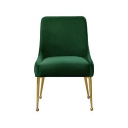 Green Velvet Accent Chair with Gold Legs