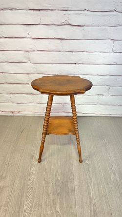 Antique Oak Spindle Leg Two-Tier Parlor Table