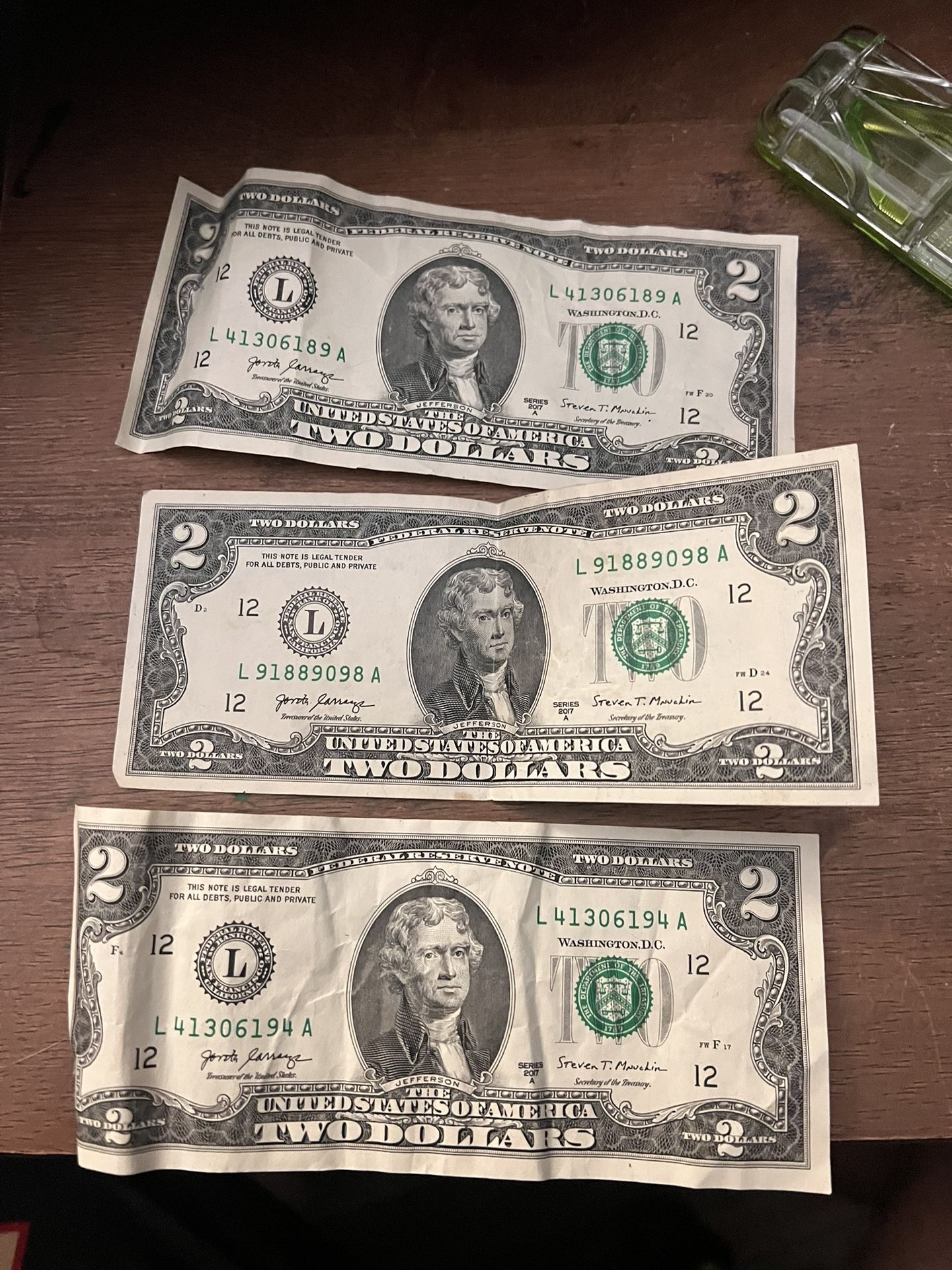 3 2017 Series A 2 Dollar Bills