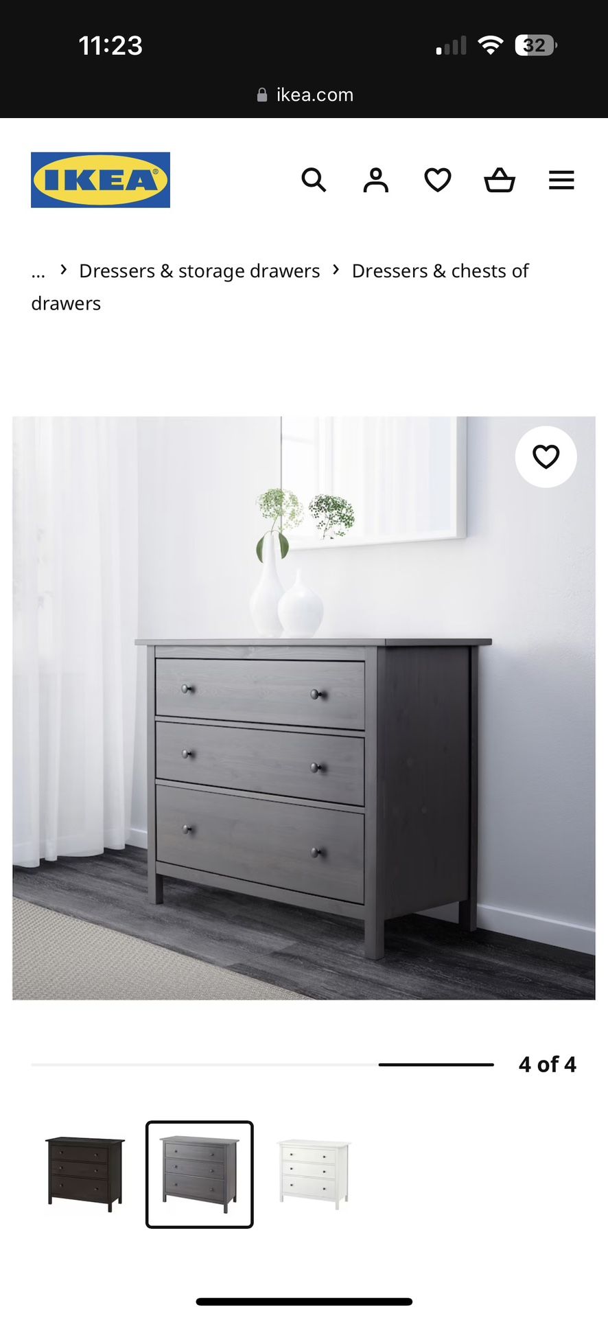 IKEA Hemnes Dresser Dark Gray Stained