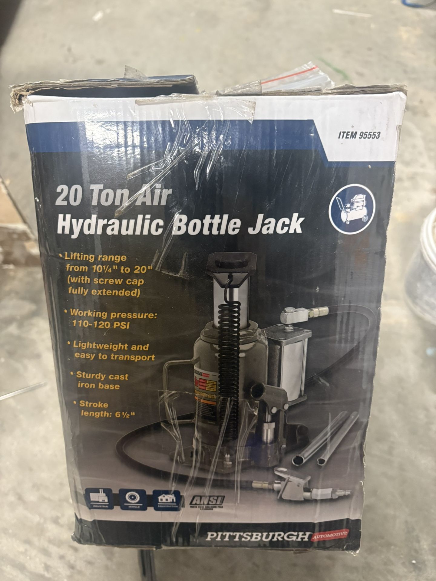 PITTSBURGH 20 Ton Air/Hydraulic Bottle Jack