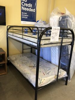 Twin over twin bunk bed with Mattresses