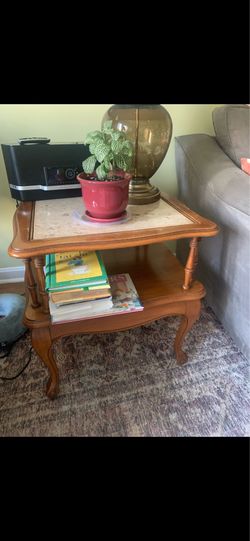 Pair marble end tables