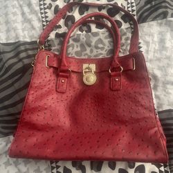 Michael Kors Red Leather Purse Bag