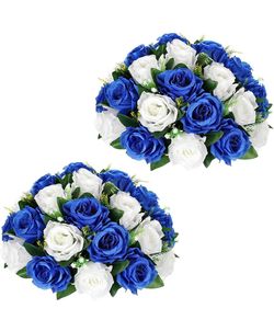Briful Fake Floral Balls for Centerpieces - 2PCS 11.8" Large Faux Rose Flower Arrangement Silk Flower Bouquet for Home Wedding Party Anniversary Table