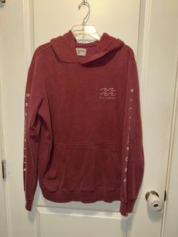 Billabong Hoodie Mens Small Maroon Red Pullover Hooded Fleece Sweatshirt size large