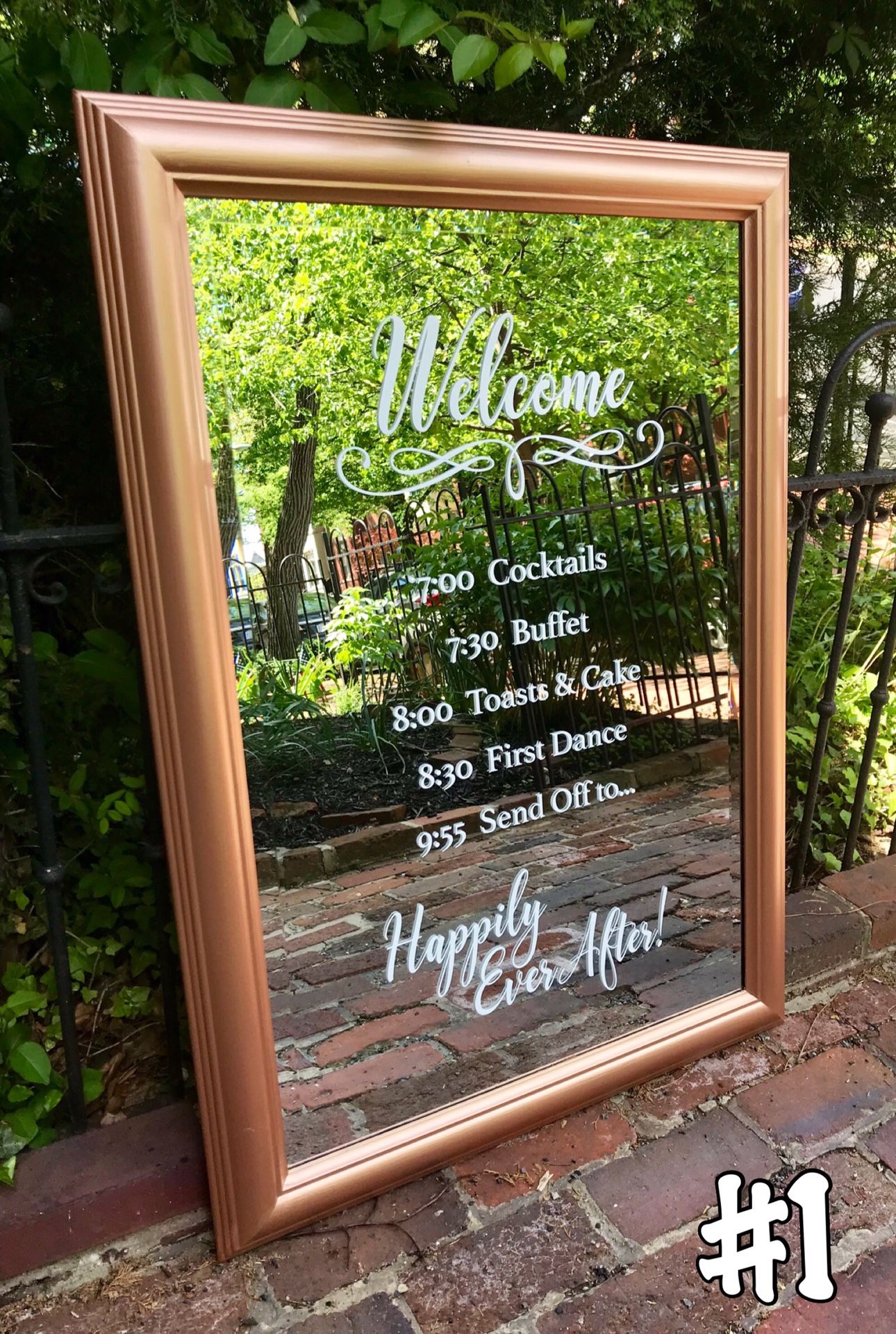 Rose Gold Mirror Welcome Events Wedding Sign