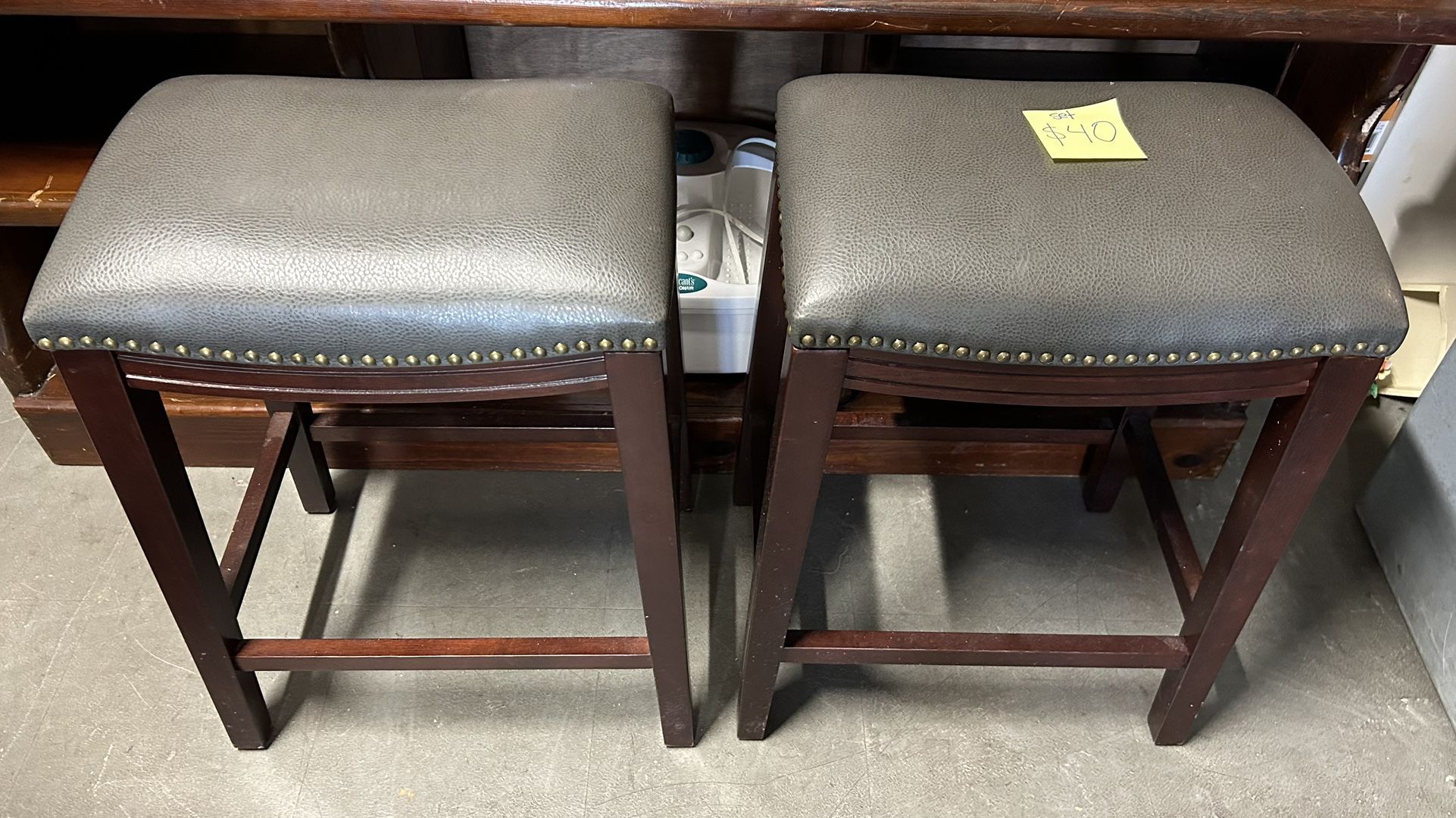 Set Of 2 Gray Stools