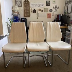 3 White Kitchen Chairs