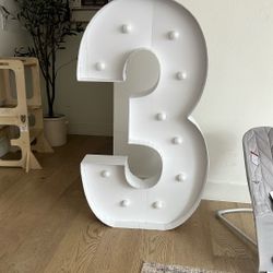 4FT Marquee Light Up Number 3