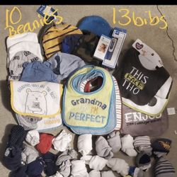 Bibs, Mittens, Beanies, Socks, Swaddle Blankets