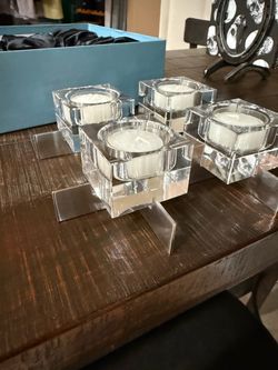 Crystal Glass Tealight Candle Holders Set of 4