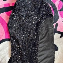 Black glitter prom dress