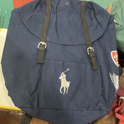 Polo Ralph Lauren Fragrances Backpack Blue Canvas 1967 RL Wing Logo Rucksack