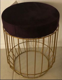 New Gold And Maroon Suede Stool Approx 17" Tall, Marked Firm