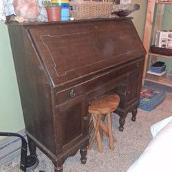 Vintage Secretary Desk. Dark Wood