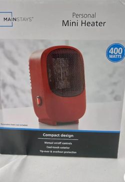 mainstays personal heater red 