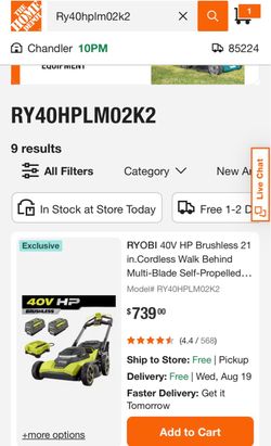 Ryobi 40V 21 inch lawnmower multi blade cross cut brushless self propelled