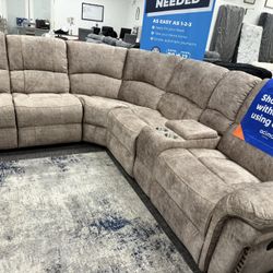 Tan Sofa Sectional Recliner Set - Free Delivery Promo 